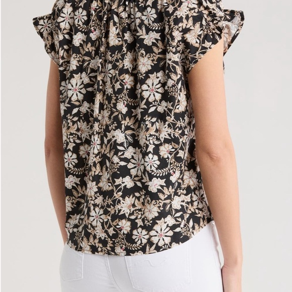 Melrose & Market Floral Black and Cream Women's Designer Blouse Size Medium - Picture 15 of 16
